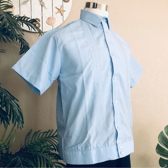 SALE❣️Powder Blue Polo Jack Barong Tagalog with simple embroidery - Picture 2 of 5